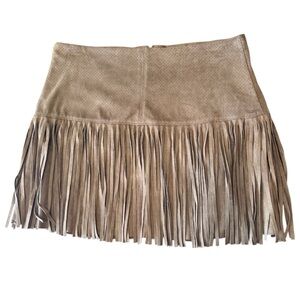 American Rag Cie Skirt Juniors 5 Brown Fringe Mini Faux Suede Western Boho